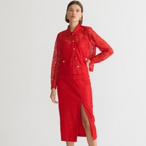 J. Crew Red Lace Skirt
